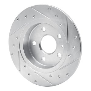 Chevrolet Bolt EV Brake Rotor (1) - Rear Left - R1 Concepts - Drilled & Slotted - Silver - `16-`23